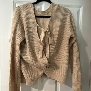 Tan Sweater With Bow on Back